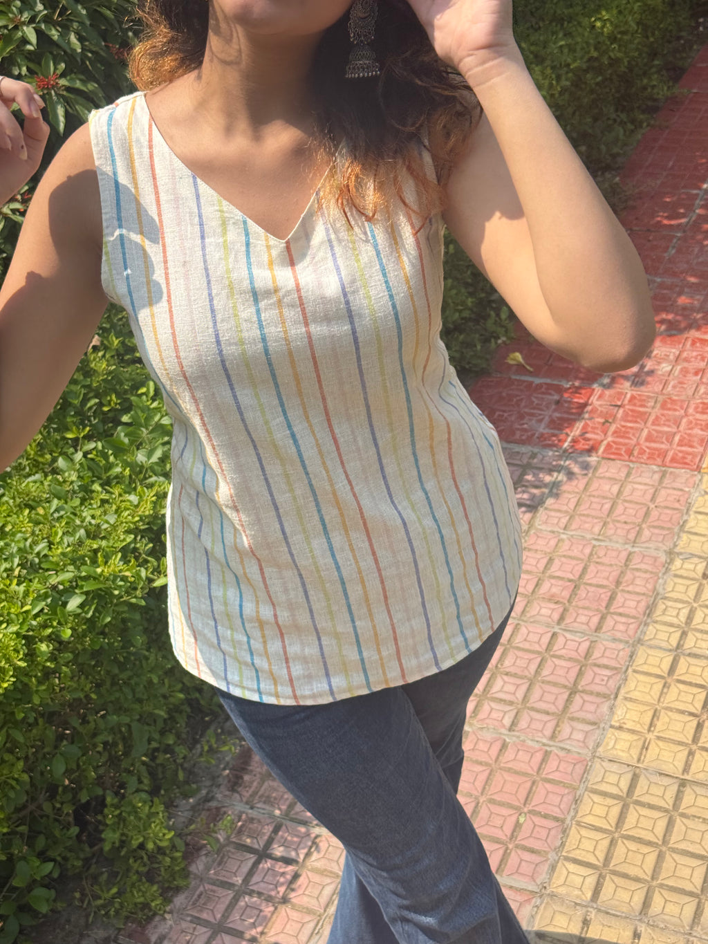 Strip Short Kurti